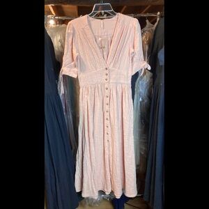 New Free People Love of My Life Light Pink Midi Dress XS